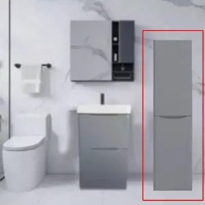 350mm High Gloss Light Grey Floor Standing Tall Bathroom Smile Storage Unit Soft Close