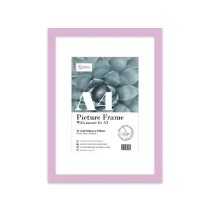 A4 Lilac Picture Frame With Mount for A5 (14.8 x 21cm - 5.8 x 8.3in) Poster, Photo, Artwork, or Print.