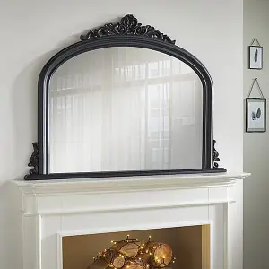 Overmantle Mirror Richmond Arched Shape with Antique Black Frame- H 91cm x W 122cmx D 5cm for Hang Anywhere Inside of the Home