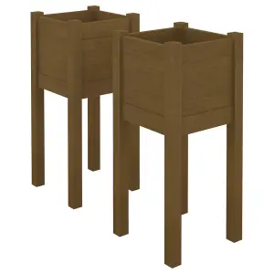 Berkfield Garden Planters 2 pcs Honey Brown 31x31x70 cm Solid Pinewood