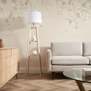 Eucalyptus Cascade Mural Wallpaper In Sandstone (300cm x 240cm)