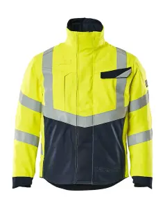 Mascot Multisafe Pilot Jacket with Quilted Lining (Hi-Vis Yellow/Dark Navy)  (Medium)