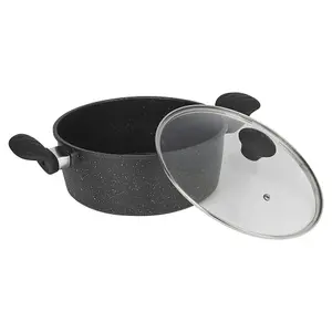 URBNCHEF 20cm Diameter Pressed Carbon Induction Casserole Pot with Soft Touch Handle