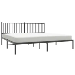 Berkfield Metal Bed Frame with Headboard Black 193x203 cm