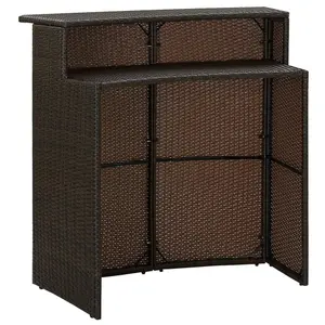 Berkfield Garden Bar Table Brown 120x55x110 cm Poly Rattan