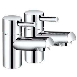 SunDaze Twin Chrome Hot & Cold Bath Tap Modern Bathroom Lever Faucet