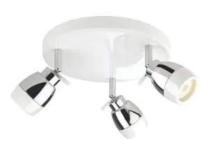 Luminosa Marine 3 Light Flush Bathroom Ceiling Light White, Chrome IP44, GU10