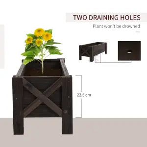 Outsunny Wooden Garden Raised Bed Planter Grow Containers Pot, 100x36.5x36cm