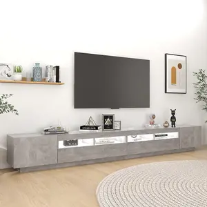 Berkfield TV Cabinet with LED Lights Concrete Grey 300x35x40 cm