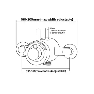 Nes Home Traditional Round Exposed Thermostatic Shower Valve With Bottom Outlet