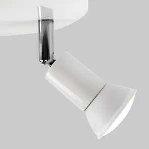 ValueLights Modern Gloss White Chrome 3 Way GU10 Ceiling Spotlight