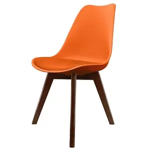 Soho Orange Plastic Dining Chair with Squared Dark Wood Legs