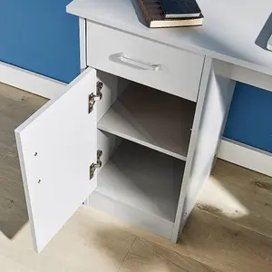 Home Source Tyler 1 Drawer Office Computer Desk with Storage Grey