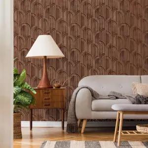 Sublime Modella Wood Walnut Brown Wood Wallpaper