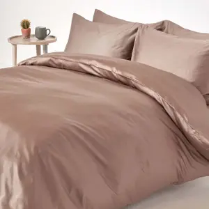 Homescapes Brown Organic Cotton Duvet Cover Set 400 Thread count, Double