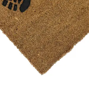 JVL Rubber Embossed PVC Backed Coir Doormat, 40x60cm, Foot Prints