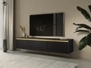  Sleek Black Royal TV Cabinet H42cm W182cm D39cm - Modern Storage Solution