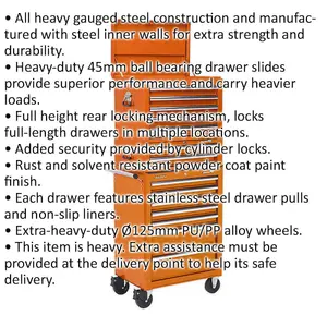 Heavy Duty 14 Drawer Stacking Tool Chest and Rollcab Bundle in Orange