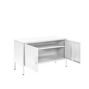 White Metal, 2 door 100cm wide TV Cabinet, Display Cabinet for Home or Office