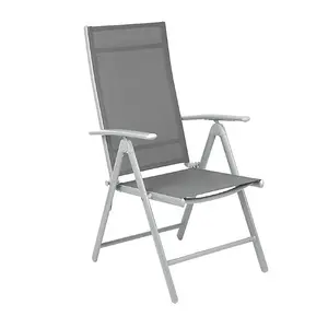 Adjustable Folding Garden Dining Chair with Aluminium Frame - Grey