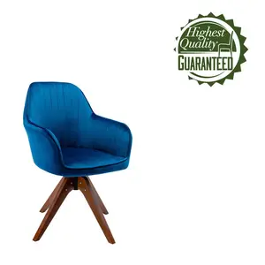 Upholstered Swivel Dining Chair Blue Velvet