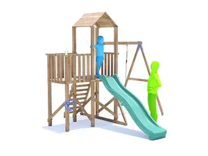 Dunster House Climbing Frame with One Swing & Slide BalconyFort High Platform