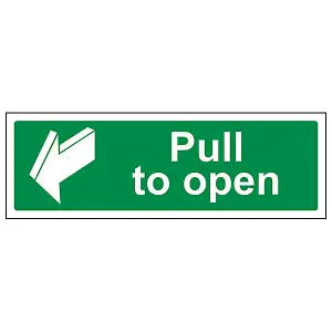 PULL TO OPEN Door Direction Sign - Adhesive Vinyl - 300x100mm (x3)