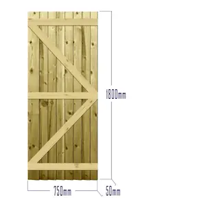 Premier Garden Supplies Pedestrian Gate 180cm (6ft) High x 75cm Wide Feather Edge Flat Top Semi-Braced Single Swing Gate