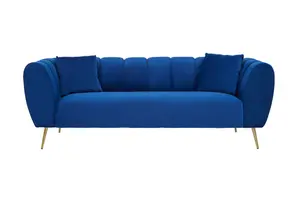 Interiors by Premier Classic Midnight Velvet Sofa, Luxury Sofa For Bedroom, Versatile Outdoor 3 Seater Sofa, Modern Settee Sofa