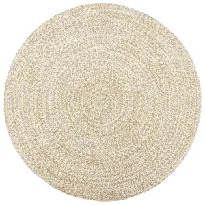 Handmade Rug Jute White and Brown 180 cm