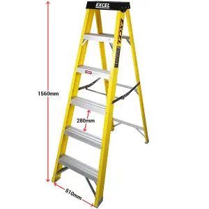 Excel Electricians Fibreglass Step Ladder 5 Tread 1.56m Heavy Duty