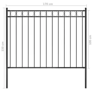 Pape Black Metal Fence Panels 150cm H x 170cm W