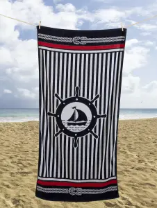 Nautical Striped Navy Beach Towel Multi 85 x 160cm