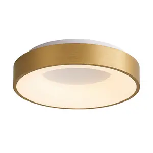 Luminosa Modern LED Flush Ceiling Light Brushed Gold, Warm White 3000K 2200lm