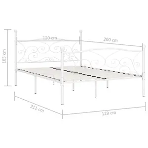 Berkfield Bed Frame with Slatted Base White Metal 120x200 cm