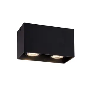 Lucide Bodi Modern Surface Mounted Ceiling Spotlight - 2xGU10 - Black