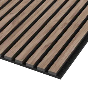 2 PACK Acoustic Wood Slat Wall Panel in Walnut 240cm x 60cm