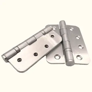 EAI 4" Stainless Fire Door Hinges Grade 13 G13 & Screws - 102x76x3mm Radius Corners - Satin 4" Stainless