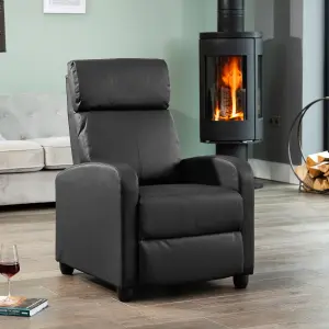 Henderson Manual Push Back Recliner Bonded Leather Armchair - Black