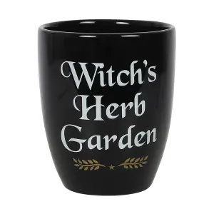 Black Ceramic Indoor Plant Pot with White Text. Gift Idea. (Dia) 12 cm