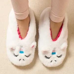 Unicorn Slipper Socks Warm Faux Fur Fluffy Fleece Soft Warm Lounge - One Size