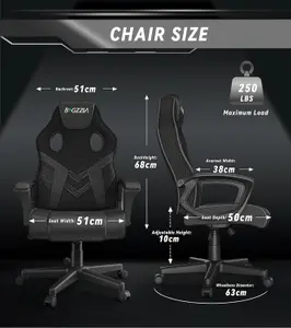 Ergonomic Gaming Chair,PU Leather Computer Chair for PC Office Gamer(Black)