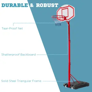 HOMCOM Adjustable Basketball Stand Backboard with Wheels, 2.1-2.6m Adjustable