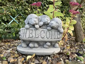 Welcome Dogs' Stone Cast Garden Ornament