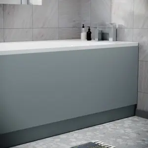 Nes Home Matt Grey 1700mm Water Proof Durable PVC Front Bath Panel 15mm Thick