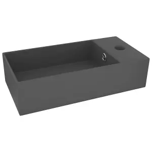 Berkfield Bathroom Sink with Overflow Ceramic Dark Grey