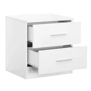 Eva 2 Drawer Bedside Table Matte White/Gloss White