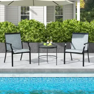 Costway Set of 2 Patio Dining Chairs Outdoor Garden Porch Armchairs w/ Breathable Seat