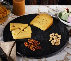 Ehc Large Cheese Board Chopping Board for Kitchen, Serving Board Platter Tray, Marble Black 30cm Chapati Board