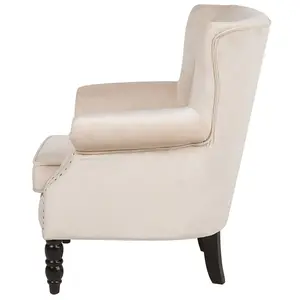 Wingback Chair SVEDALA Velvet Light Beige